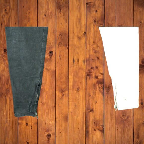 Jaffary Studio Saint Sinner Black/White Denim Jeans Sz 32 Colorblock Zip‎ Bottom - Picture 6 of 6